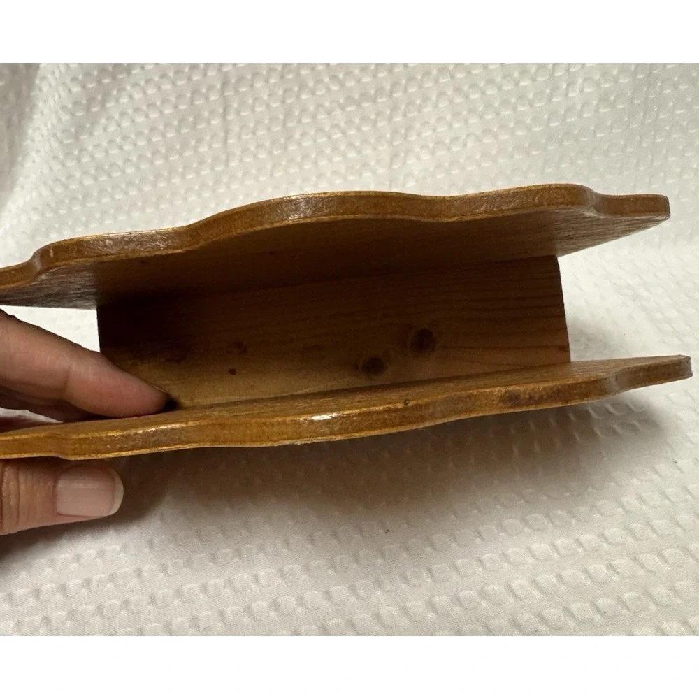 Vintage Wood Scalloped Napkin Holder Farmhouse Cottagecore Grannycore Rustic